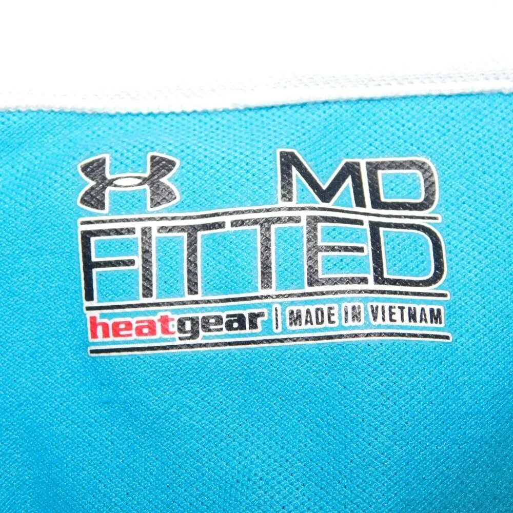 Under Armour heatgear Womens M Blue White Fitted Sleeveless Golf Polo Shirt - Picture 4 of 8